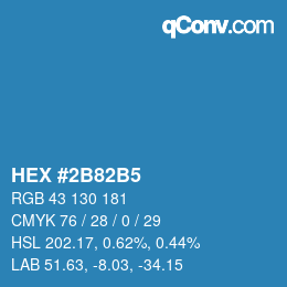 颜色代码: HEX #2B82B5 | qconv.com