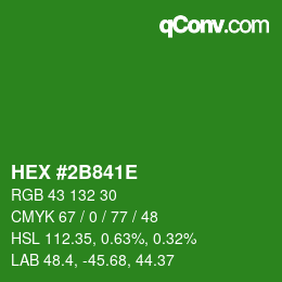 Color code: HEX #2B841E | qconv.com