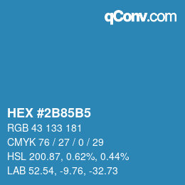 カラーコード: HEX #2B85B5 | qconv.com