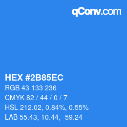 Color code: HEX #2B85EC | qconv.com