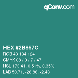 Color code: HEX #2B867C | qconv.com