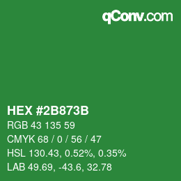 Color code: HEX #2B873B | qconv.com