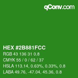 Color code: HEX #2B881FCC | qconv.com