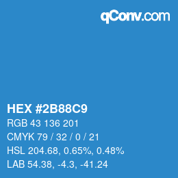 Color code: HEX #2B88C9 | qconv.com