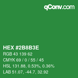 颜色代码: HEX #2B8B3E | qconv.com