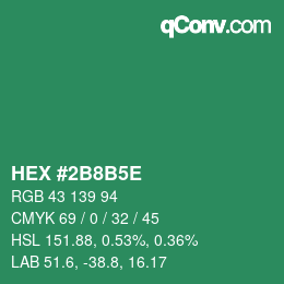 カラーコード: HEX #2B8B5E | qconv.com