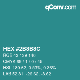 Color code: HEX #2B8B8C | qconv.com