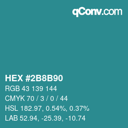 Color code: HEX #2B8B90 | qconv.com