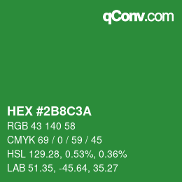颜色代码: HEX #2B8C3A | qconv.com