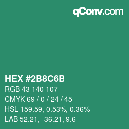 Color code: HEX #2B8C6B | qconv.com