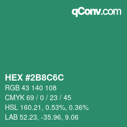 Color code: HEX #2B8C6C | qconv.com