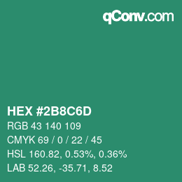 Color code: HEX #2B8C6D | qconv.com