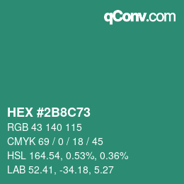 Color code: HEX #2B8C73 | qconv.com