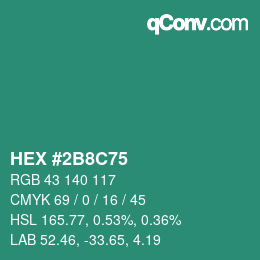 Color code: HEX #2B8C75 | qconv.com