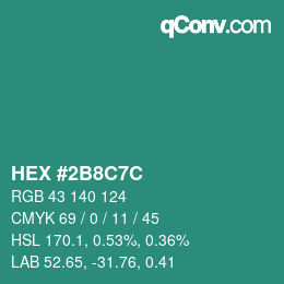 Color code: HEX #2B8C7C | qconv.com