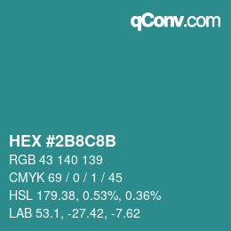 Color code: HEX #2B8C8B | qconv.com
