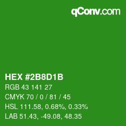 Color code: HEX #2B8D1B | qconv.com