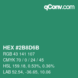 カラーコード: HEX #2B8D6B | qconv.com