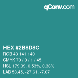 Color code: HEX #2B8D8C | qconv.com