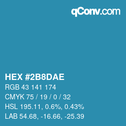 Color code: HEX #2B8DAE | qconv.com