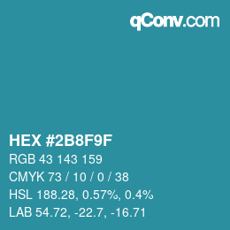 Color code: HEX #2B8F9F | qconv.com