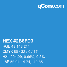 Color code: HEX #2B8FD3 | qconv.com