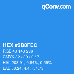 Color code: HEX #2B8FEC | qconv.com