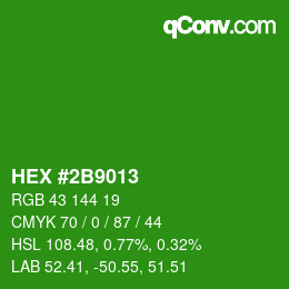 颜色代码: HEX #2B9013 | qconv.com