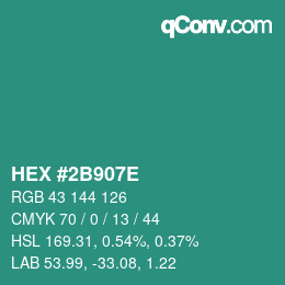 Color code: HEX #2B907E | qconv.com