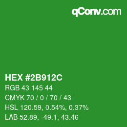 Color code: HEX #2B912C | qconv.com
