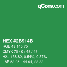 Color code: HEX #2B914B | qconv.com