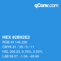 カラーコード: HEX #2B92E2 | qconv.com