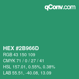 カラーコード: HEX #2B966D | qconv.com