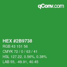 Code couleur: HEX #2B9738 | qconv.com