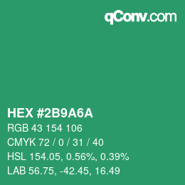 Color code: HEX #2B9A6A | qconv.com