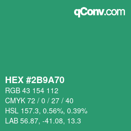 Color code: HEX #2B9A70 | qconv.com
