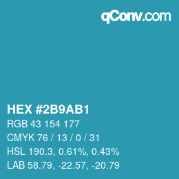 Color code: HEX #2B9AB1 | qconv.com
