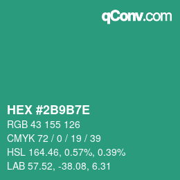 Color code: HEX #2B9B7E | qconv.com