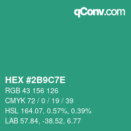 Farbcode: HEX #2B9C7E | qconv.com