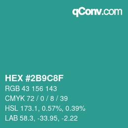 Color code: HEX #2B9C8F | qconv.com