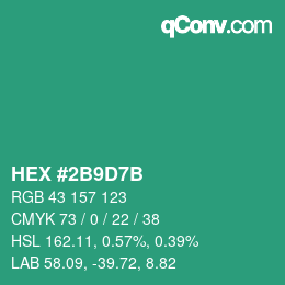 颜色代码: HEX #2B9D7B | qconv.com