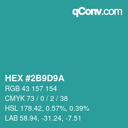 Color code: HEX #2B9D9A | qconv.com