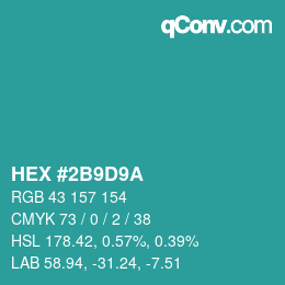 Color code: HEX #2B9D9A | qconv.com