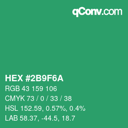 Color code: HEX #2B9F6A | qconv.com