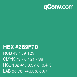 カラーコード: HEX #2B9F7D | qconv.com