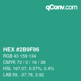 Color code: HEX #2B9F86 | qconv.com