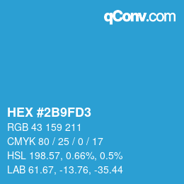 颜色代码: HEX #2B9FD3 | qconv.com