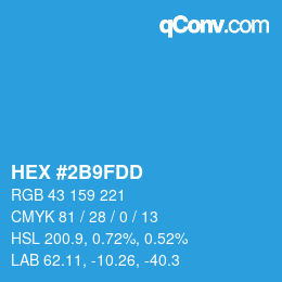 Color code: HEX #2B9FDD | qconv.com