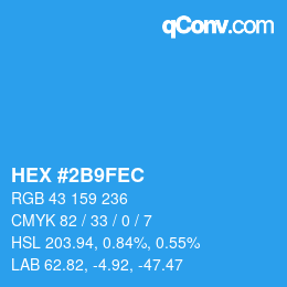 カラーコード: HEX #2B9FEC | qconv.com