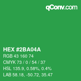 カラーコード: HEX #2BA04A | qconv.com